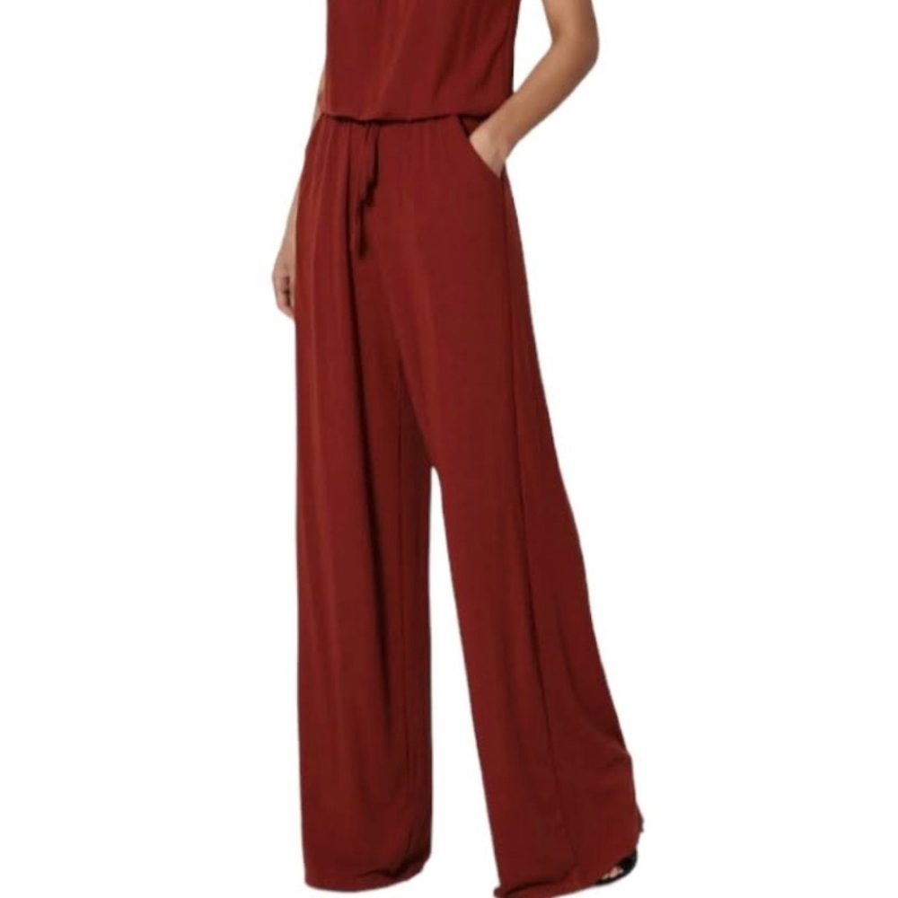 NEW! Zenana Outfitters Pleated Wide Leg Jumpsuit - Picture 3 of 6